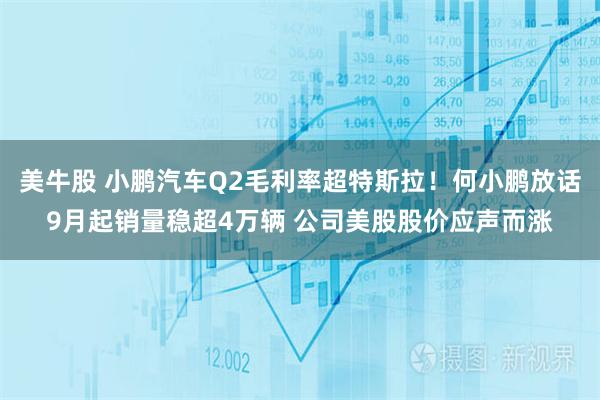 美牛股 小鹏汽车Q2毛利率超特斯拉！何小鹏放话9月起销量稳超4万辆 公司美股股价应声而涨