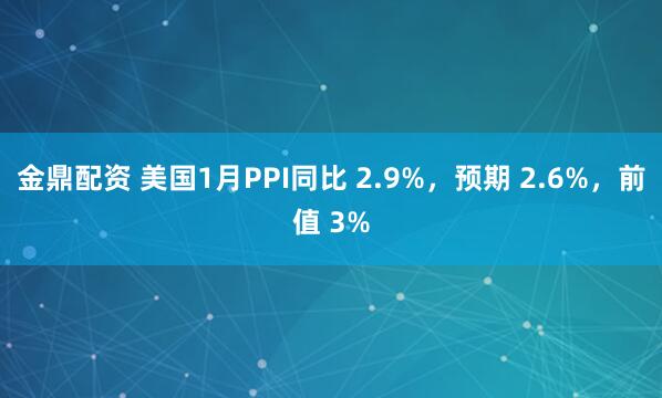 金鼎配资 美国1月PPI同比 2.9%，预期 2.6%，前值 3%
